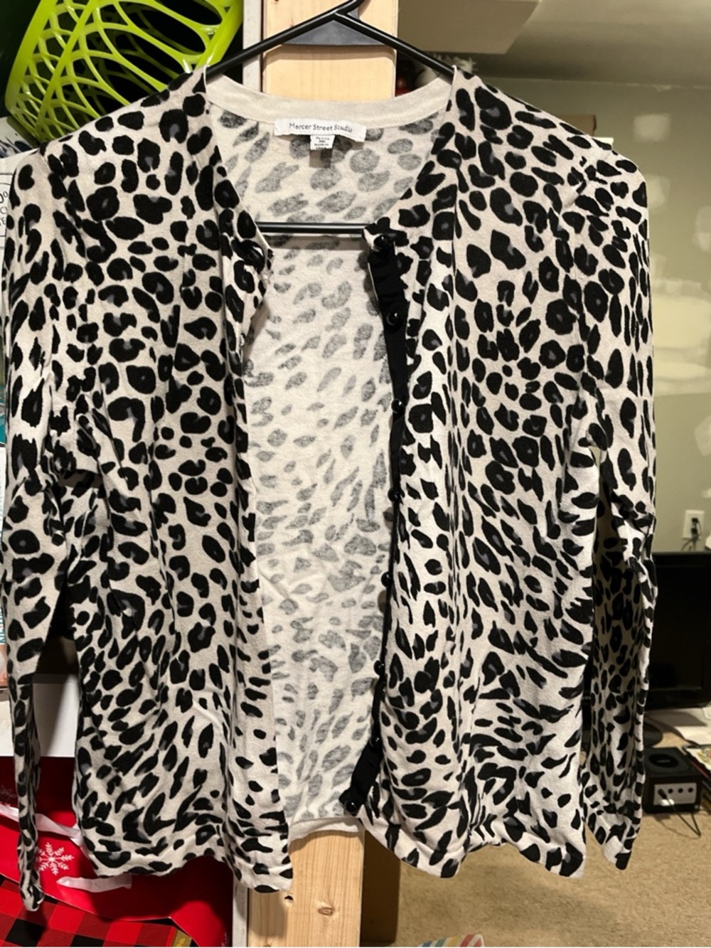 Mercer Street Studio Black and Cream Leopard Cardigan - Open Front